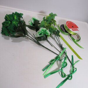 Green Carnations and Ribbons Faux Flowers